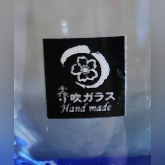 Japanese Handmade by Happy Sales Set of 5 Blue Glass Sake Cups 3oz. - Picture 6 of 9
